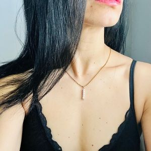 Goldfill Y lariat necklace with tiny pearls